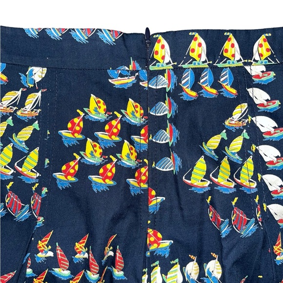 Rare J. Crew Sailboat Print Pleated Skirt Size 10 - Picture 3 of 4